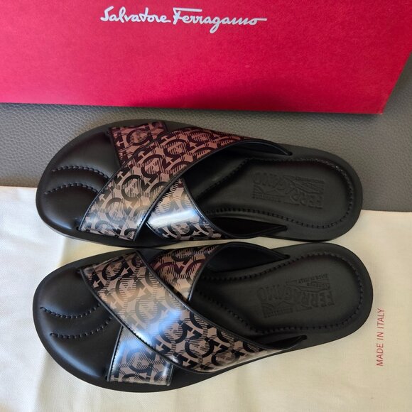 Salvatore Ferragamo All Over Gancio Gancini Slides Sandals - Picture 5 of 9